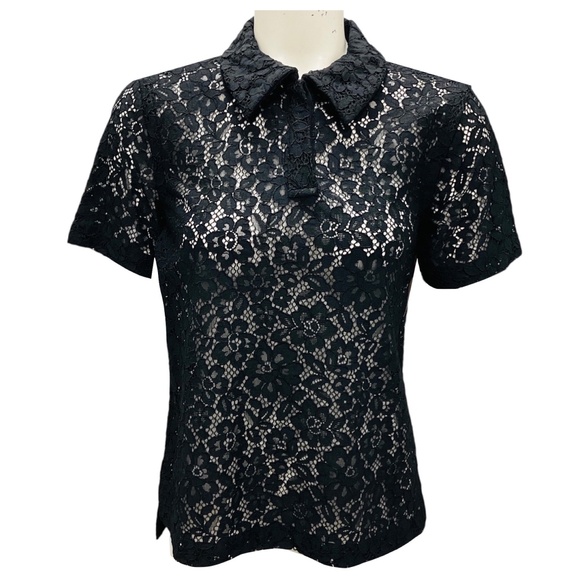 PROENZA SCHOULER BLACK STRETCH LACE KENNEDY TOP